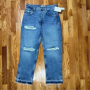 Free People Distressed Jeans with Split Hem